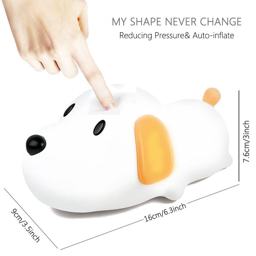 Silicone Cartoon Puppy Dog Touch Sensor LED Night Light Baby Children Bedroom LED Night Lamp USB Atmosphere Novelty Light