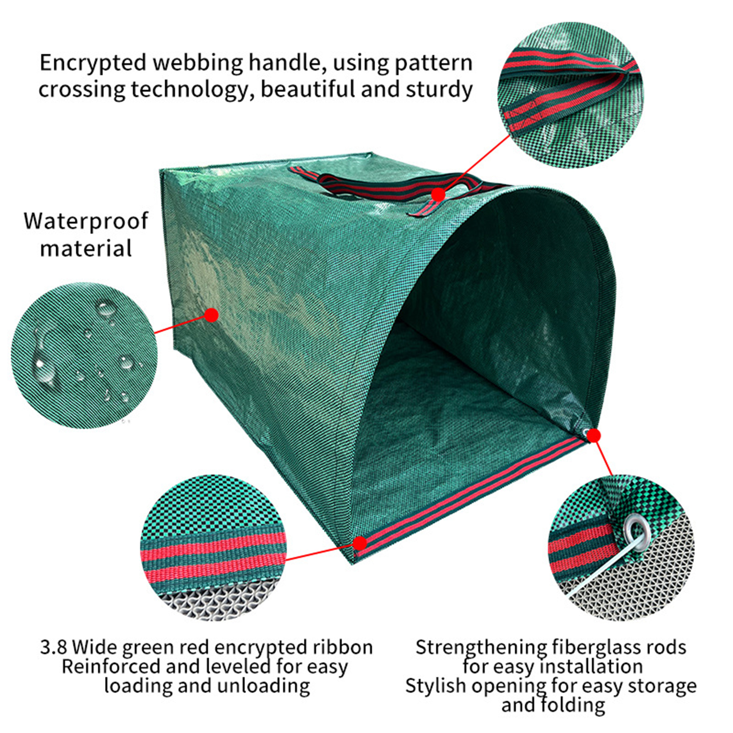 Sac de collecte de feuilles de jardin 150L/200L/270L, avec poignées, sac poubelle de feuilles de pelouse de Patio, sac poubelle de Camping, rangement de vêtements sales