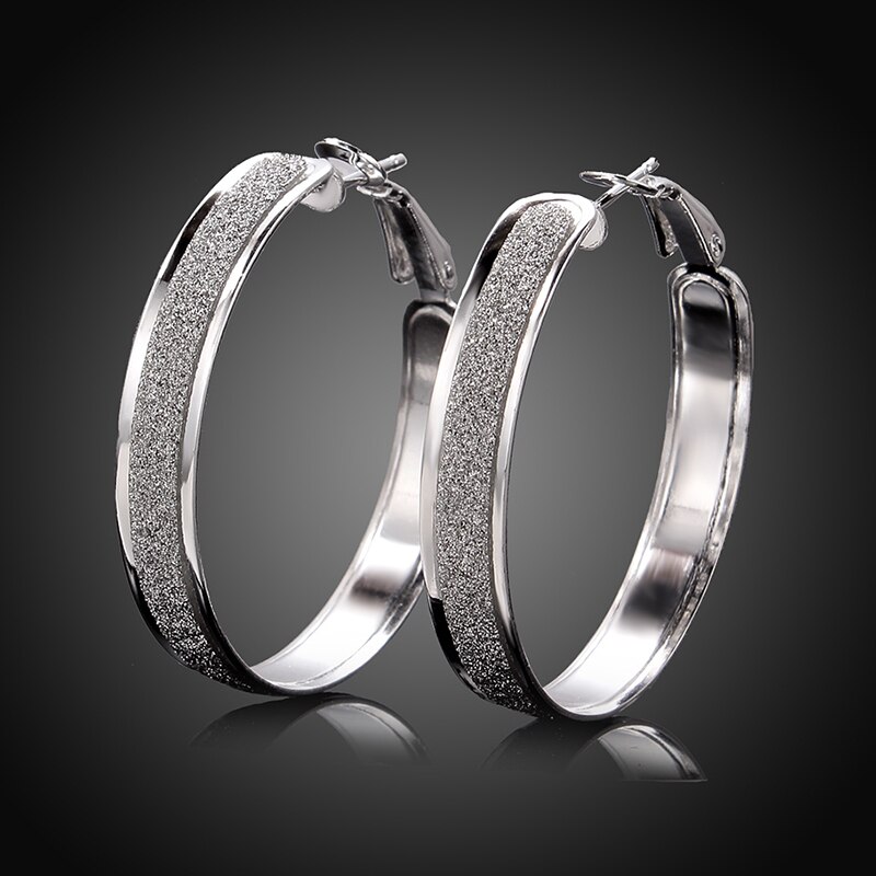 100% 925 sterlina d'argento Orecchino ad anello per Le Donne 40 MILLIMETRI macchia grande Rotondi del Cerchio Dei Monili Degli Orecchini Regalo