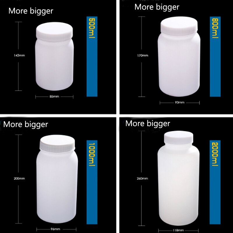 50mL-2000mL Wide-mouth Plastic Sample Bottle HDPE Reagent Bottle Laboratory
