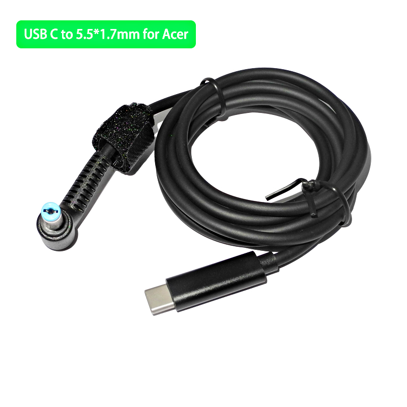 Kabel zasilający usb typu c pd  to 5.5 x 1.7mm dc do laptopa acer aspire 5315 5630 5735 5920 5535 kabel ładujący