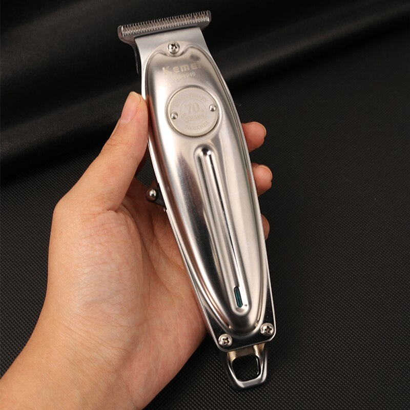 Kemei Hair Clipper All Metal Men Electric Cordless Hair Trimmer 0mm Baldheaded T Blade Finish Haircut Machine 1949