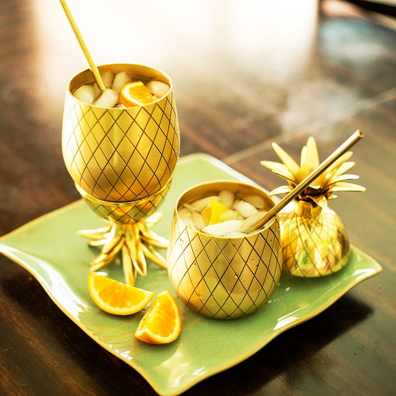 Ananas Becher/Becher Edelstahl Silber Rose Gold Cocktail Saft Trinken Tassen Tassen Bar Spezielle Trinken Utensilien