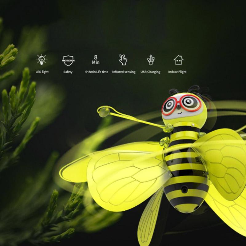 cute Bee Mini Helicopter Electronic Infrared Induction Aircraft Gesture Suspension Sensor Small Bee Aircraft Kids Toys