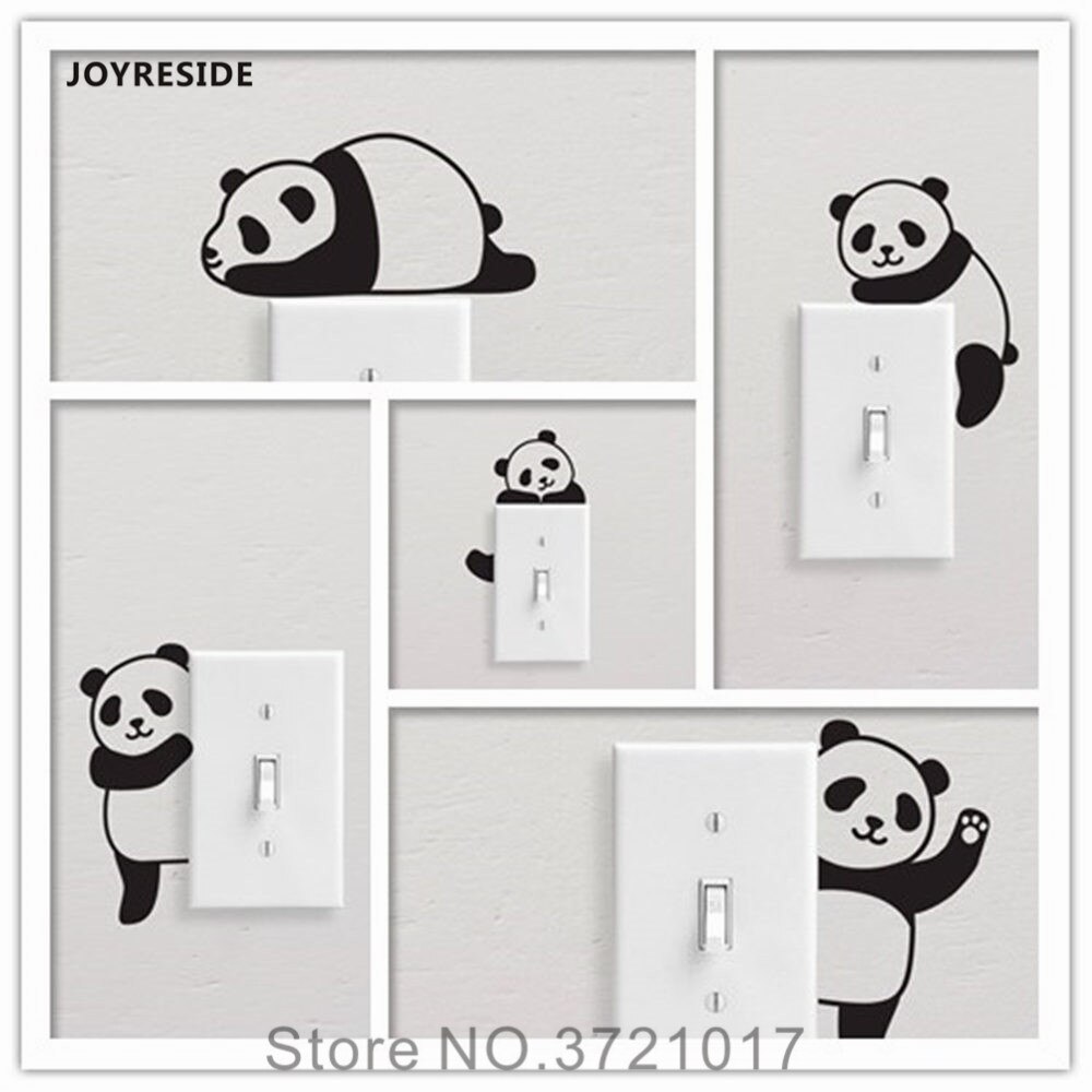 JOYRESIDE 5 Pandas/Set Mooie Grappige Lichtschakelaar Eenvoudige Muur Decal Vinyl Sticker Kids Art DIY Kamer Home Decor Decoratie XY157