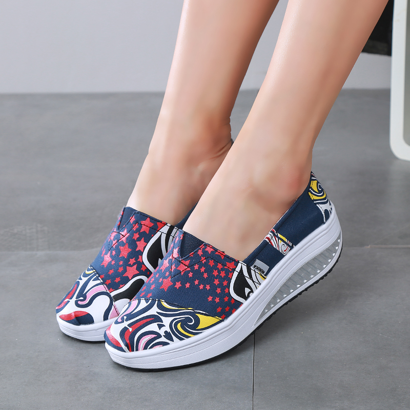 MINIKA Swing Platform Women Flats Breathable Summer Driving Shoes Female Canvas Fitness Slip On Women Flat Shoes dames schoenen