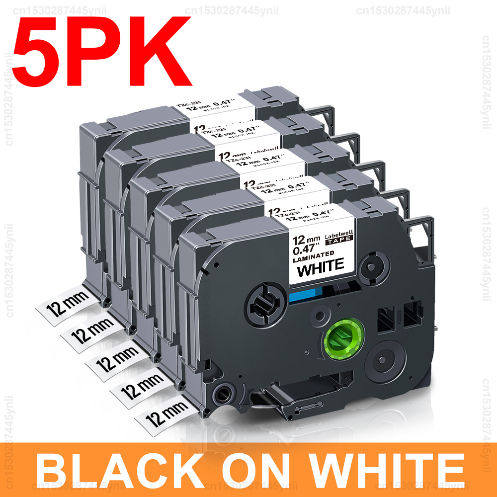 5/10/20pk tze 231 kompatibel brother etikettejp tze 231 131 531 631 334 335 12mm tejp för brother p-touch pth 110 etikettskrivare