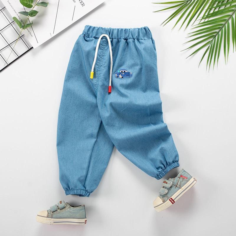 Lasten housut taapero pojat yksiväriset farkut denim housut vauvan joustavat pitkät housut vauvan vaatteet: P1 / 18m