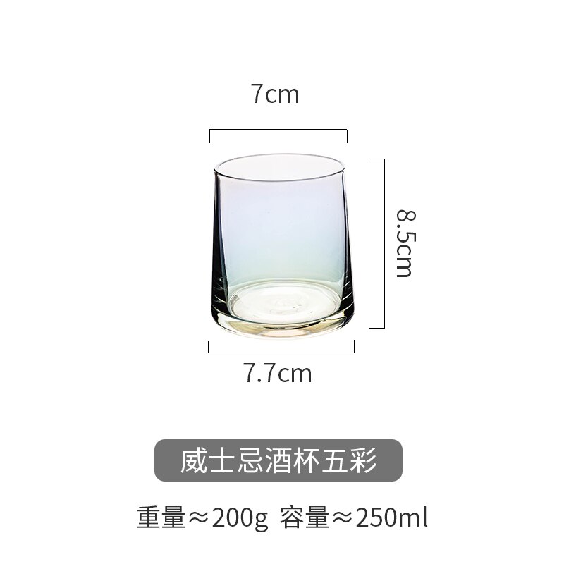 Colorful Ion Plated Glass Household Ins Wind Wine Glass Transparent Water Glass Female Cup Crystal Wine Whiskey Glasses: Multicolored-A