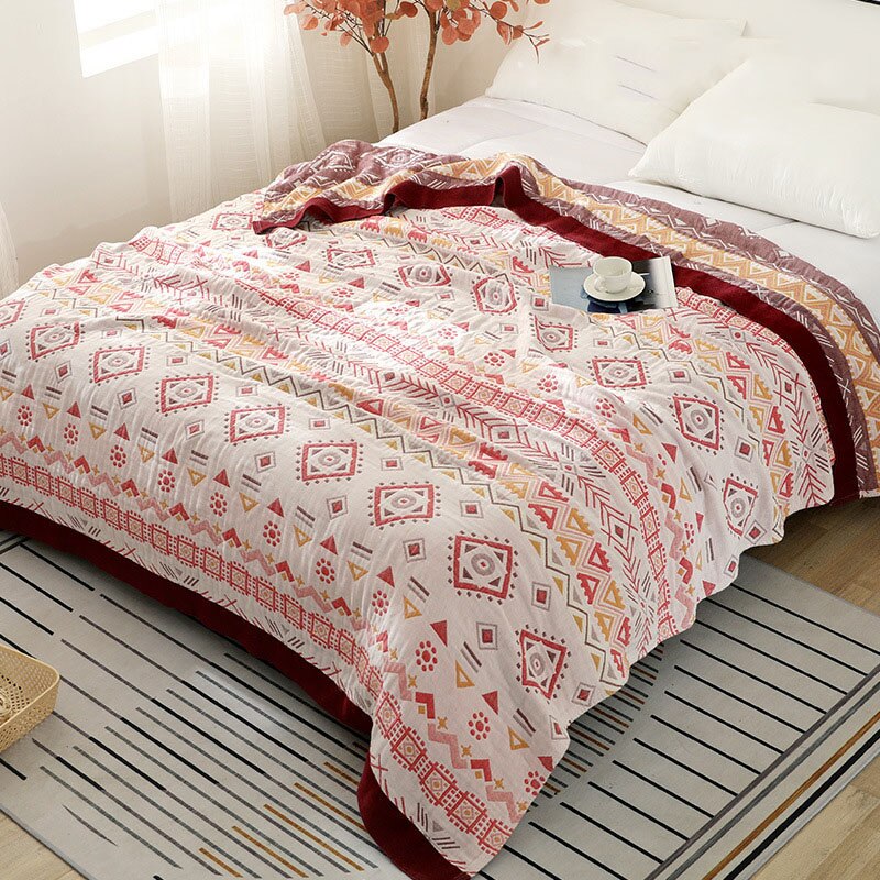 Gaas Dunne Quilt Bohemian Stijl Katoen Bed Deken Zachte Cartoon Kat Bespread Voor Dubbele Bed Beddengoed Sprei Voor Queen king Bed: 200x230 cm / 2