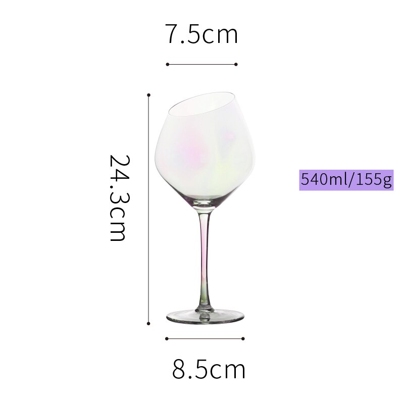 Regnbåge jonpläterat kristallglas vin lutande glas vinglas kopp champagneglas bar hotellfest hem bröllop dryck: 540ml