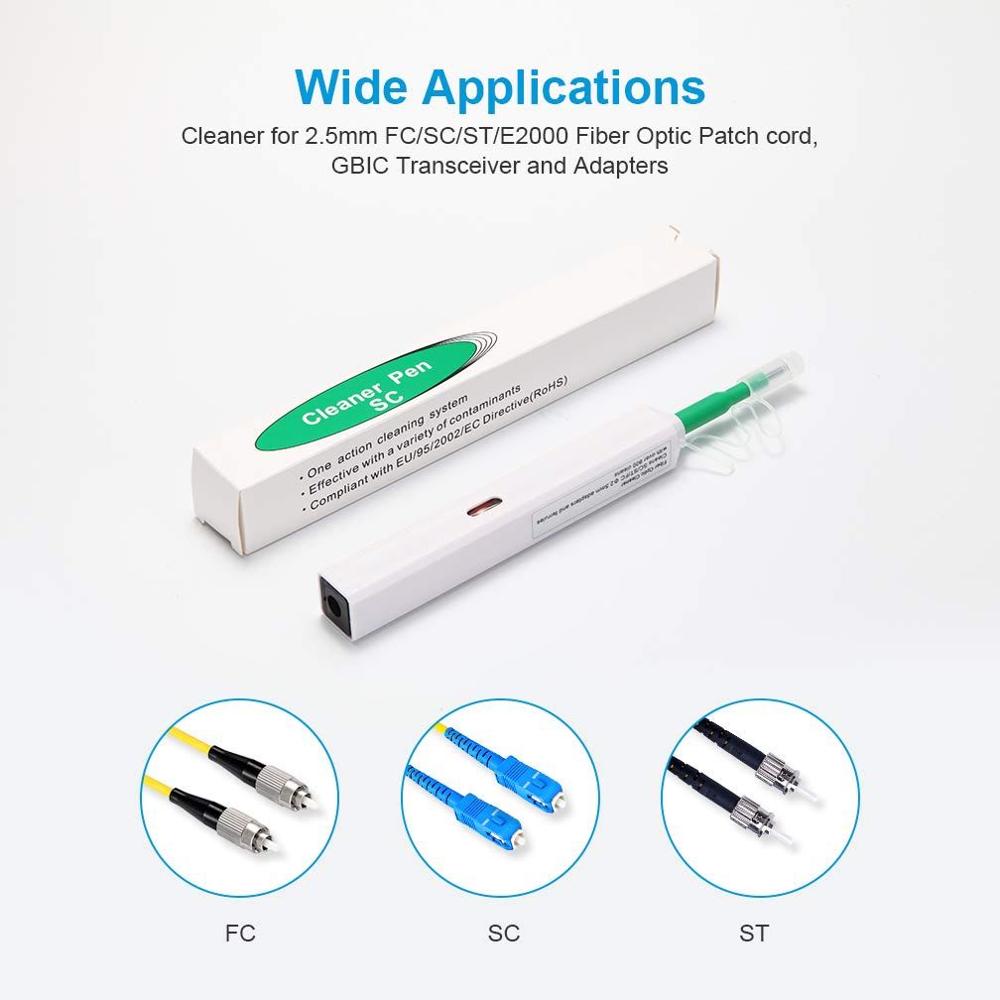 LC/SC/FC/ST One-Click Cleaner Tool 1.25mm and 2.5mm Fiber Optic Cleaning Pen Universal Connector 800 Fiber Optic Cleaner: SC 2.5mm