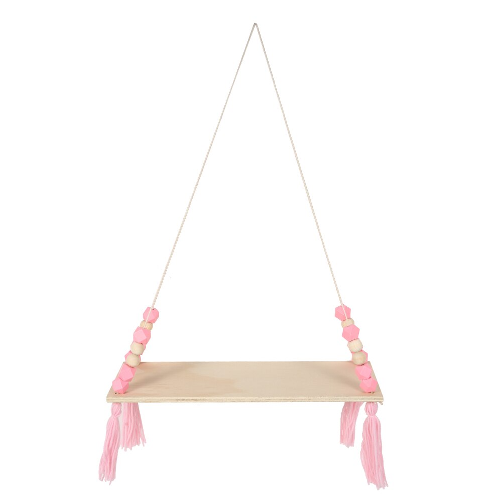 Étagère en octogone rose Style Macaron | Décoration de perles, rangement mural, jouet suspendu, modèle de jouet en bois, décoration d'ameublement de chambre d'enfant