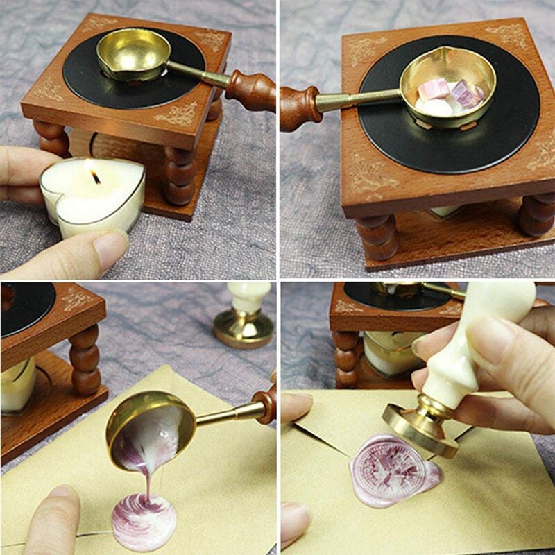 Wax Seal Kits, Zegellak Warmer Met Koperen Verwarming Lepel Voor Wax Afdichting Stempel Maken-Niet Omvat Kaarsen