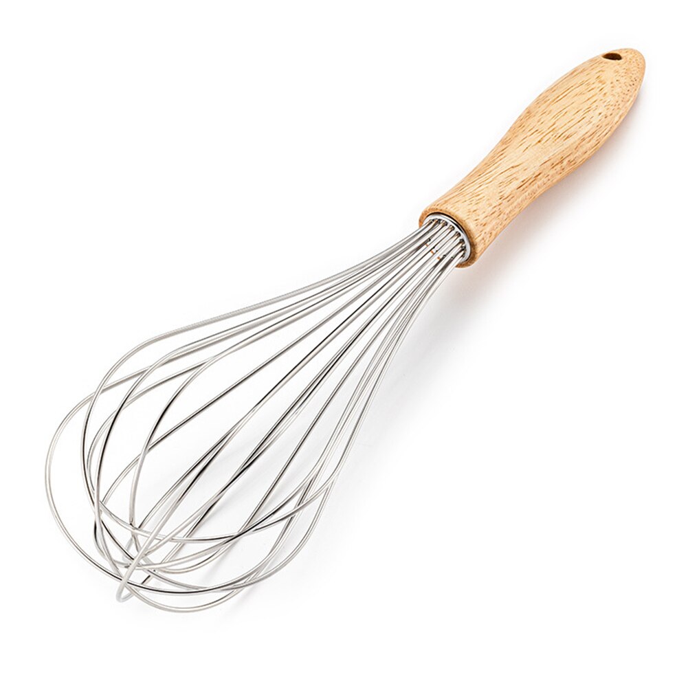 Hand Whisk Cooking Baking Restaurant Easy Clean Wooden Handle Beater Home Kitchen Stirring Stainless Steel Manual Blender
