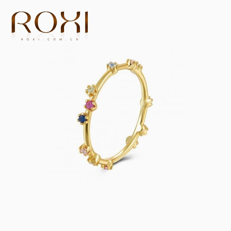 ROXI-Anillo de plata de primera ley y circón para mujer, sortija, plata esterlina 925, Circonia cúbica, zirconia, circonita, zirconita, varios colores, estilo bohemio