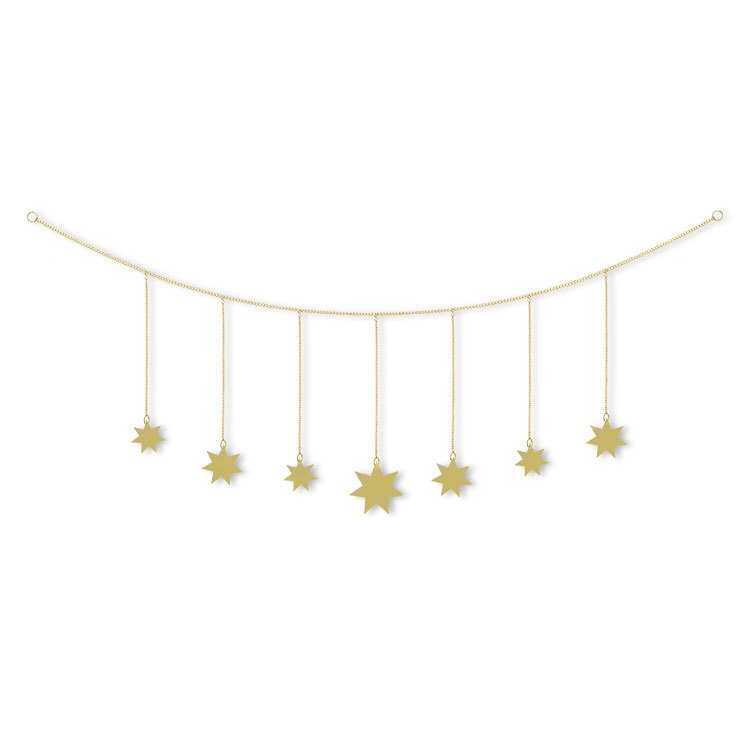 Décoration murale suspendue en forme de lune ou de soleil, pièce ronde en métal, pour salon, pour enfants, avec chaînes: C1-2pc