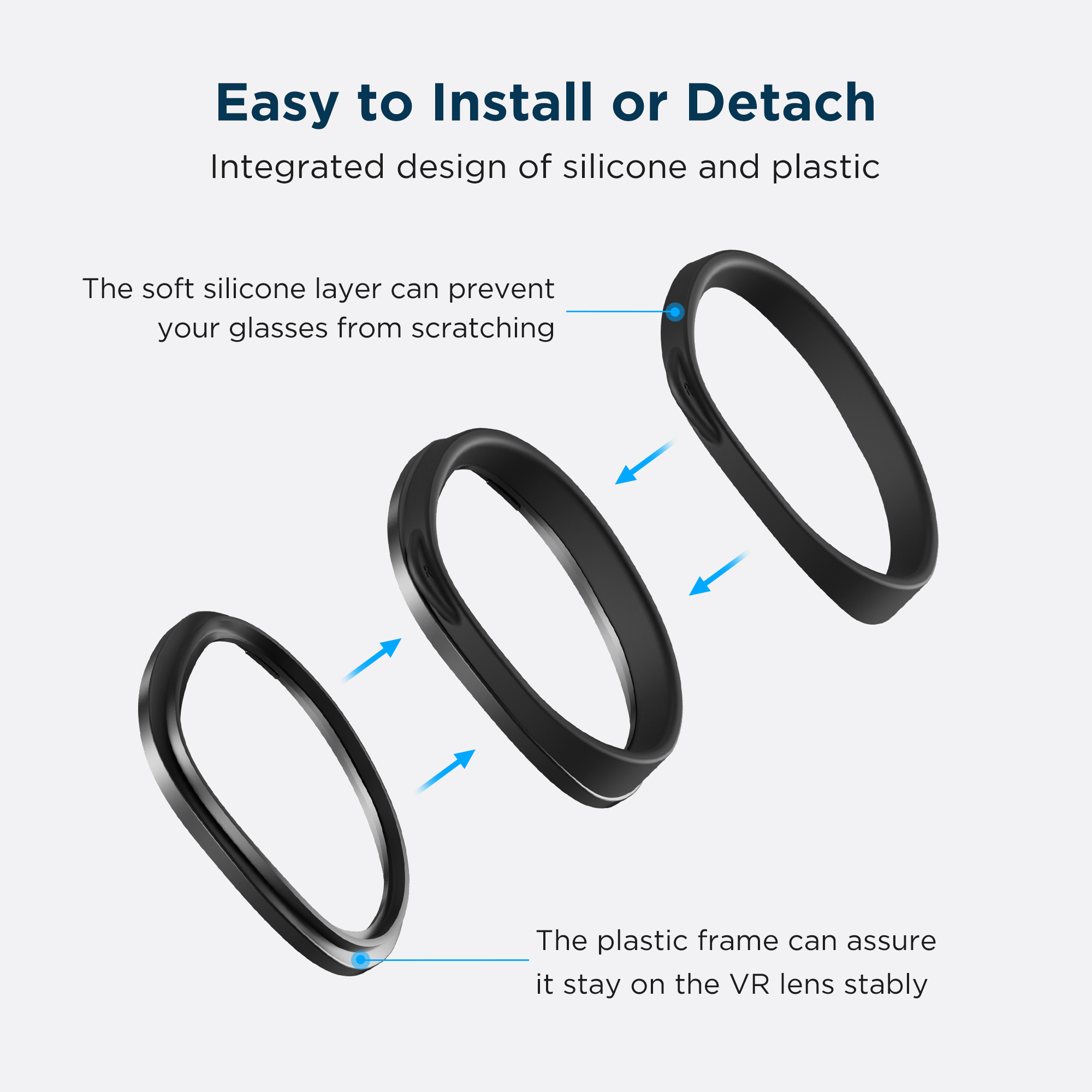 KIWI Entretoise de Lunettes Intégrée pour Oculus/Meta Quest 2/Quest 1/Rift S Protecteur d&#39;objectif Anti-Rayures Empêchant Lunettes Myopie de Rayer l&#39;objectif VR