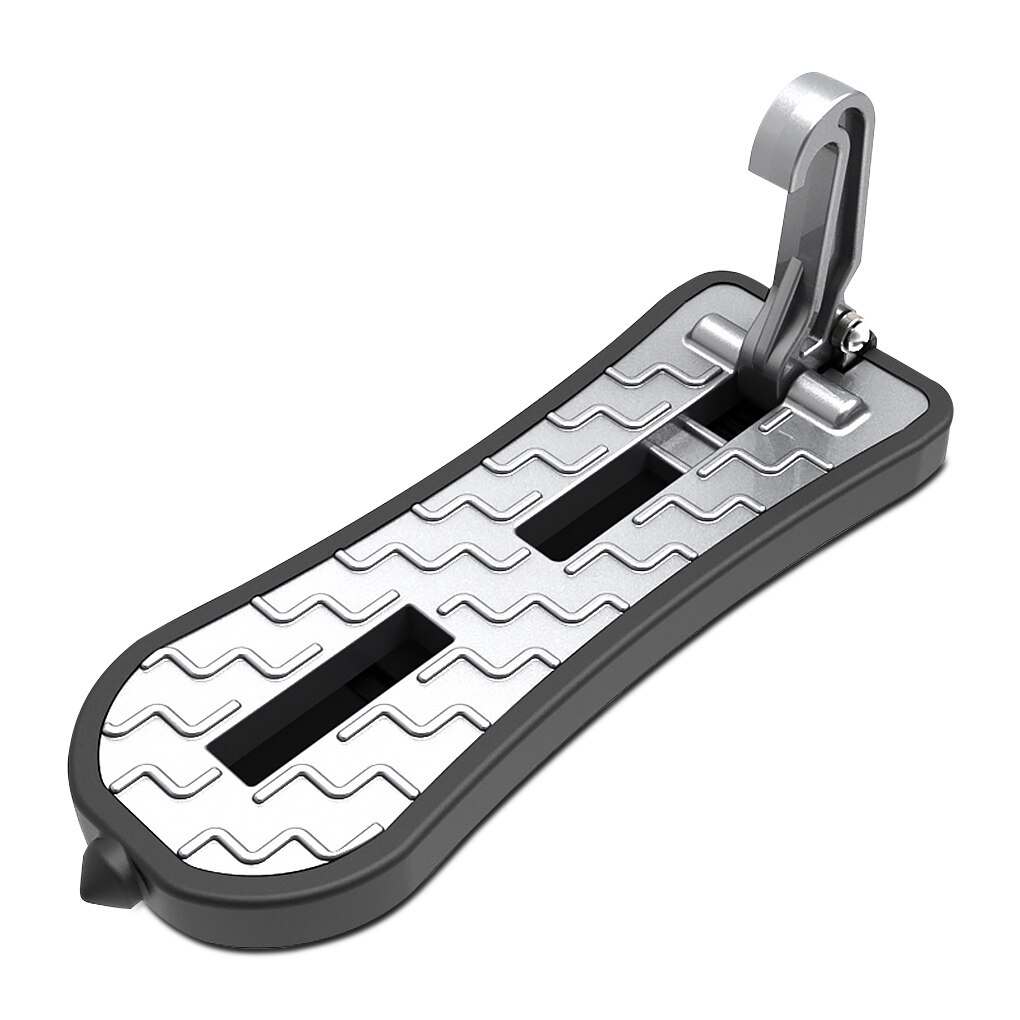Foldable Car Roof Rack Step Car Door Step Multifunction Universal Latch Hook Auxiliary Foot Pedal Emergency Window Breaker: B Silver