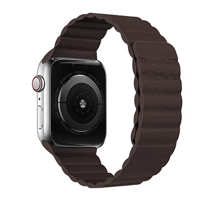 Magnetisk rem til apple watch læderløkke til apple watch rem 44mm 40mm erstatning iwatch series 5 4 3 2 1 urremme: Mørkebrun / For 42mm og 44mm