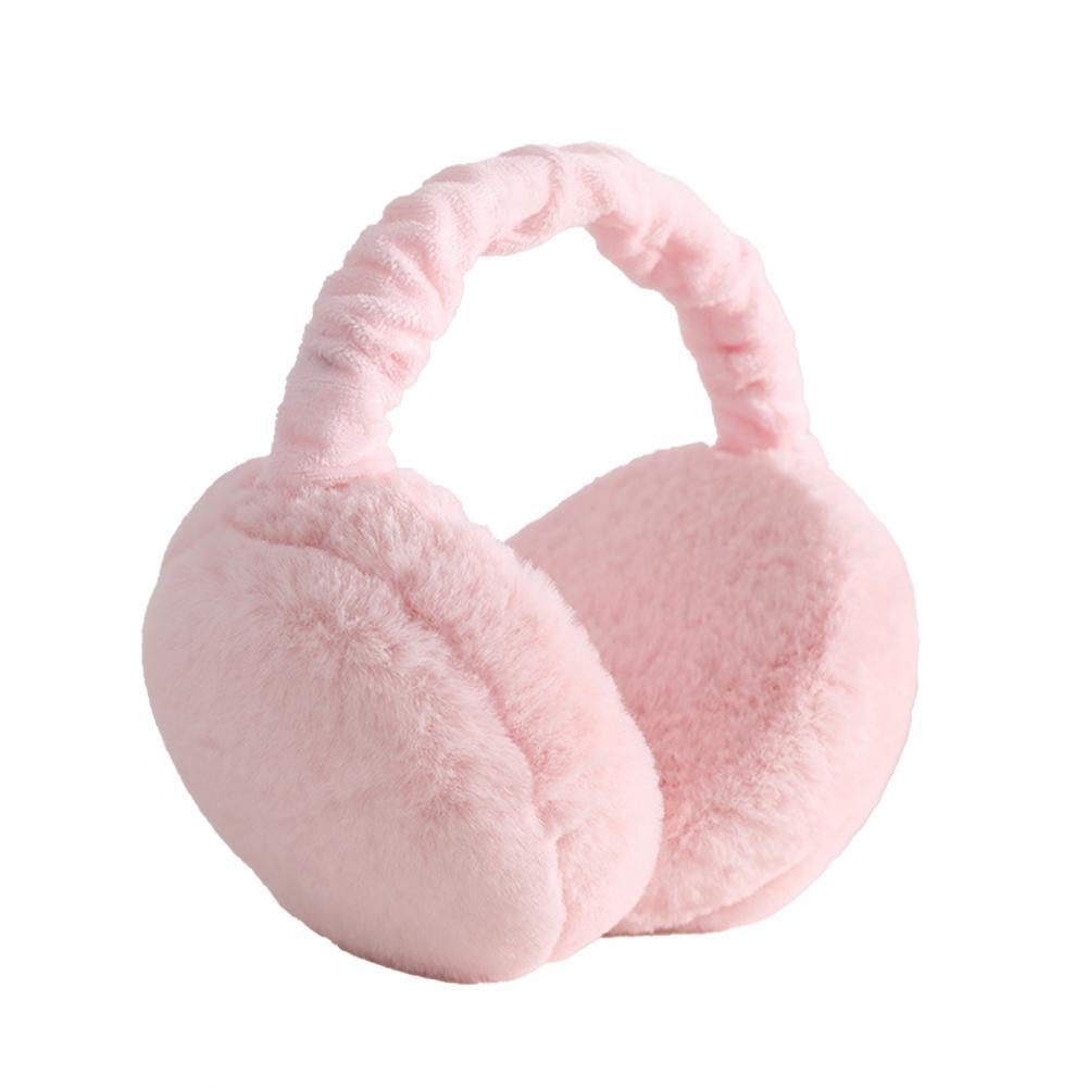 Unisex Ear Warmer Cute Plush Hamburger Shape Warm Keeping Earmuff Winter Women Faux Rabbit Fur Rotating Adjustable Ear Covers: Pink