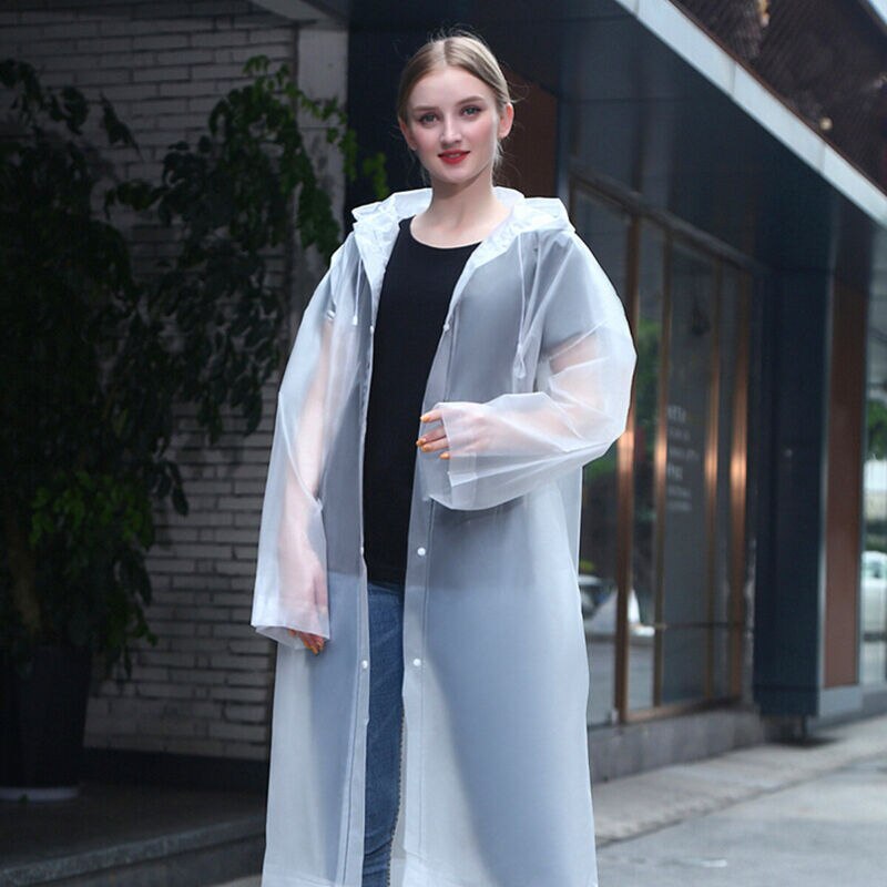Men Women Unisex Transparent Waterproof Jacket EVA Hooded Adult Raincoat Plastic Reusable Rain Coat Poncho Rainwear