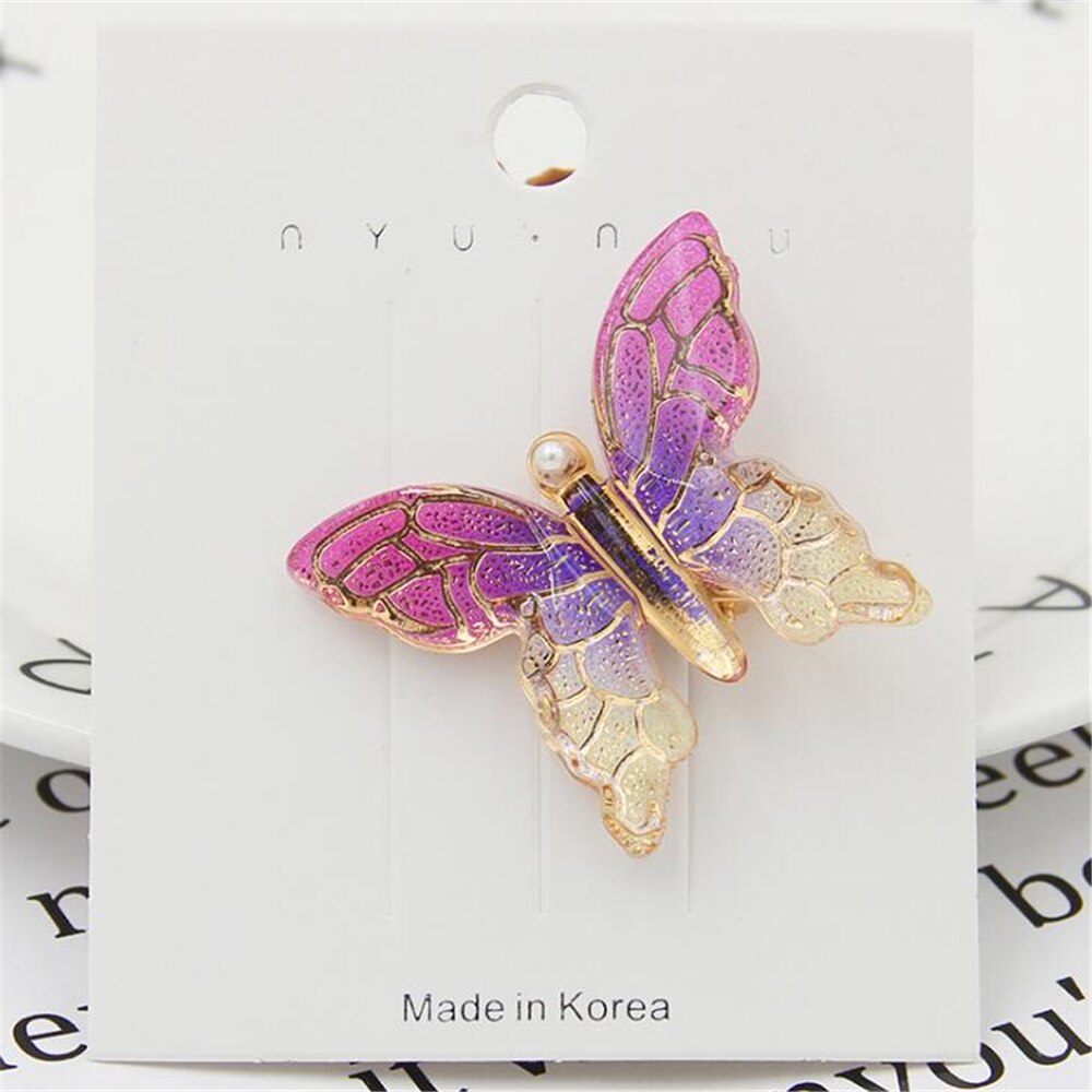 Barrettes pinces à cheveux papillon pour filles, épingles à cheveux en métal acrylique, épingles à cheveux coréennes pour femmes, accessoires: A-Purple
