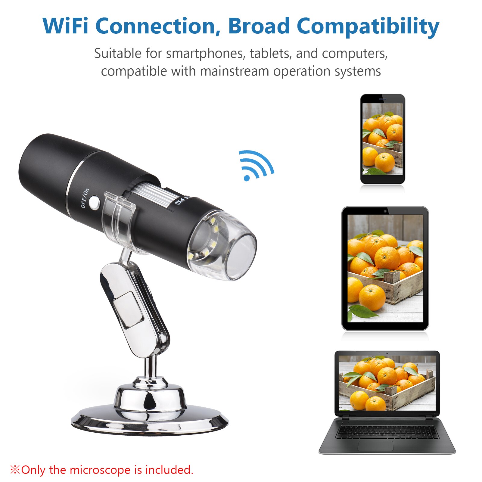 Mini Electronic Microscope 1000X WiFi Portable Handheld Digital Magnifier for Smartphone Tablet Laptop Observation Testing