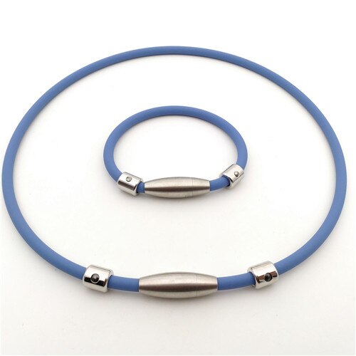 Negative ion cervical spine necklace Magnetic buckle set Multi-color optional Suitable for summer wear: blue / 48cm