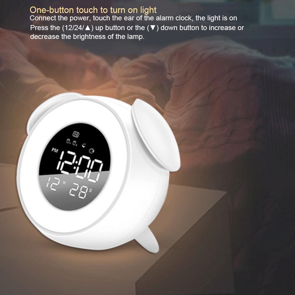 Zegar cyfrowy doprowadziło budzić w górę światło budzik lampa stołowa z trybem zachód słońca lampka nocna robić dekoracji sypialni dla dzieci biurko zegar