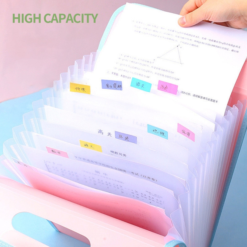Handheld Expandable Multi-layer File Folders 2 Sheets Sticky Index Tabs 300 Sheets Capacity for School Business Travel