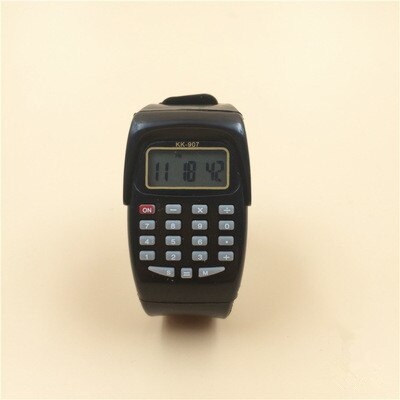 LED Calculator Watch Electronic Digital Chronograph Computer Kids Children Boys Girls Sport Rubber Wrist Watches: E