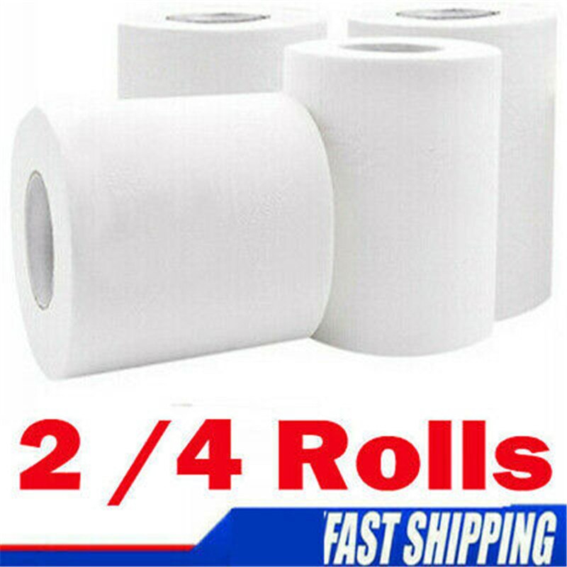 Papel higiénico de lujo de 2/4 rollos, papel tisú de baño blanco suave 4 capas 50g/rollo de tejido de edredón