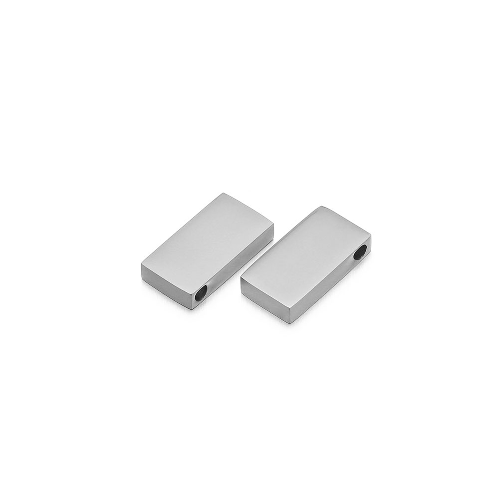 Abalorios geométricos rectangulares de acero inoxidable de 5 piezas, cuentas de agujero para fabricación de joyas DIY, collar, pulsera, accesorios: Color amarillo dorado claro