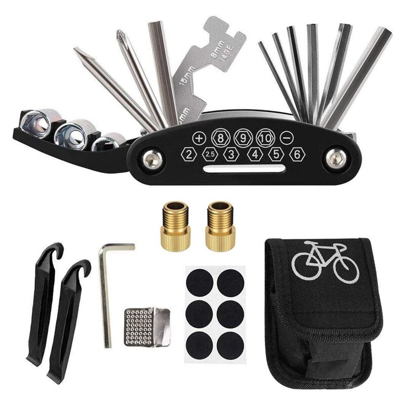Kit Multifonction Vélo Sesamegate - Outils, Patchs, Leviers - Pochette Rangement