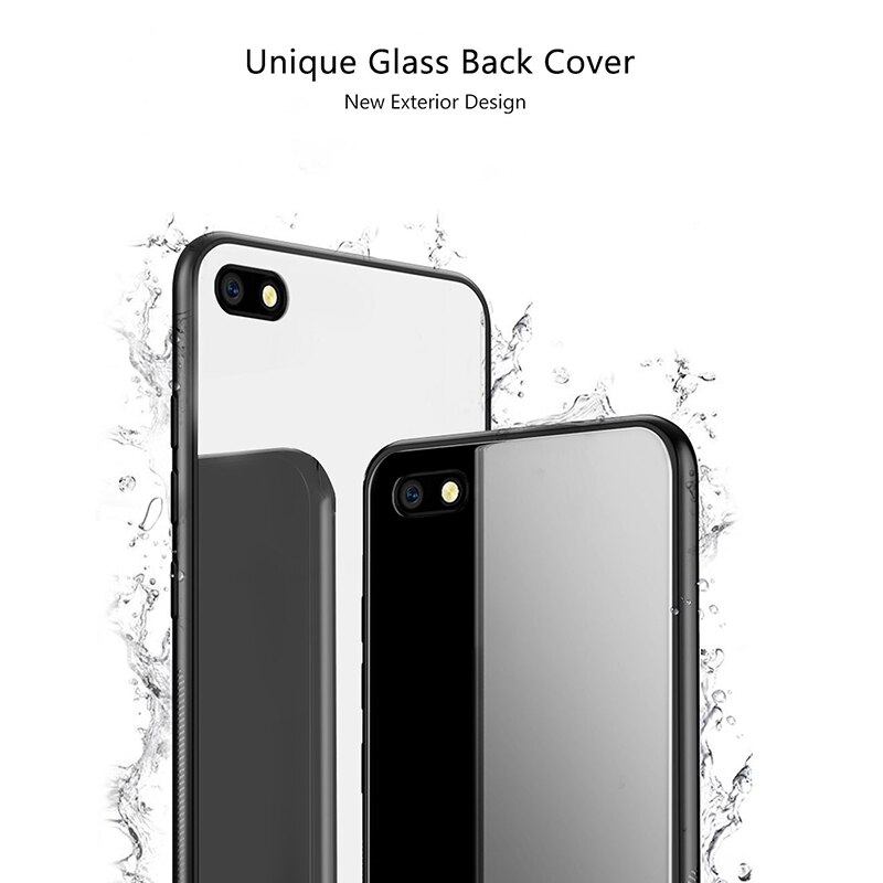 Glas Case Voor Xiaomi Redmi 6A Case Luxe Cover Gehard Glas Siliconen Frame Hybrid Hard Cover Op Voor Redmi 6A Gevallen