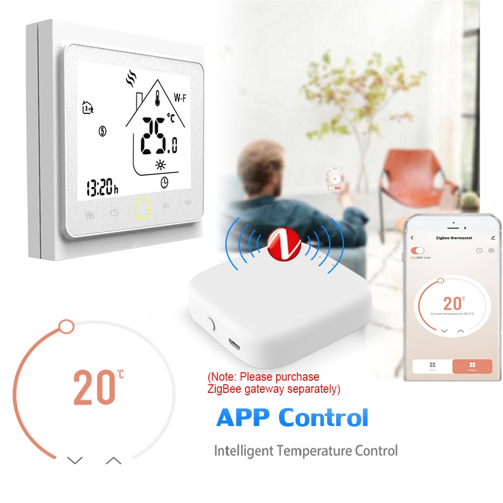 Termostato inteligente wifi para el hogar, controlador de temperatura de suelo, Control por aplicación, Compatible con Alexa, Google Home, calefacción por agua