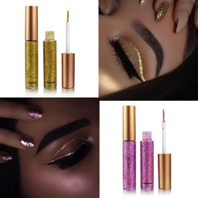 Handaiyan skinnende glitter flydende eyeliner blyant diamant shimmer eyeliner rosa guld farve eyeliner makeup til øjenkosmetik