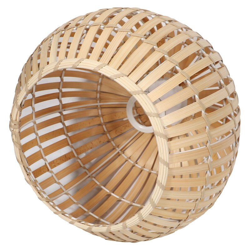 Lámpara de araña de bambú Natural, lámpara de rota de mimbre redonda, luz colgante de ondas