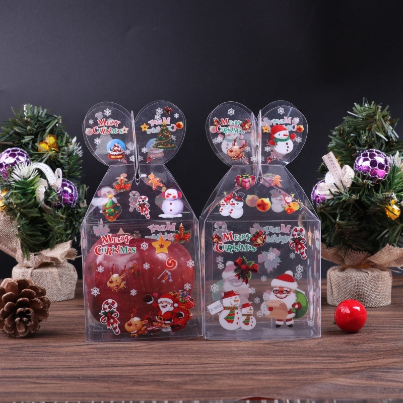 20 stk pvc gennemsigtig slikæske juledekorationsæske og emballage julemanden snemand elg rensdyr æbleæsker