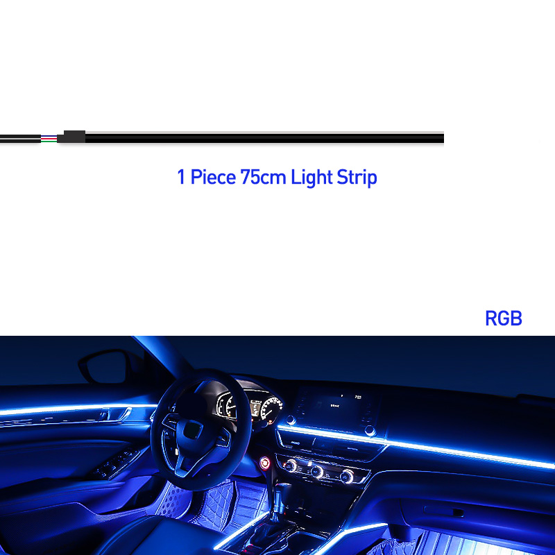 18 in 1 auto omgevingslicht 64 kleuren acrylstrips 110 cm 90 cm 75 cm 35 cm 20 cm volledige kleuren RGB auto-interieur Bluetooth app-bediening: Crystal Blue