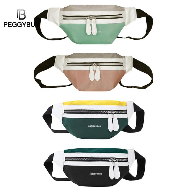 Femmes taille Fanny ceinture Packs femme décontracté fermeture éclair toile poitrine sacs adolescentes Hit couleur sport épaule bandoulière sacs