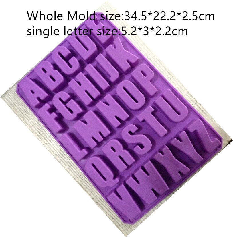 Moldes con 26 letras en inglés, molde de silicona para jabón de grado alimenticio, para decoración de tartas, pudín, cubo de hielo, chocolate, DIY