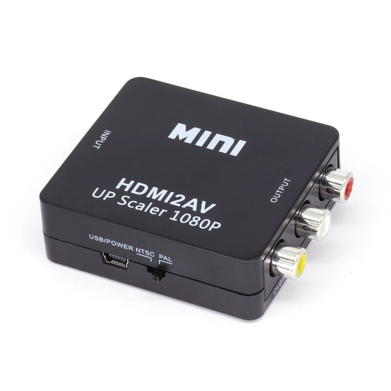 Hdmi til av scaler adapter hd video omformer eske hdmi til rca av / cvsb l / r video 1080p hdmi 2av Brukerstøtte ntsc kompis: Svart