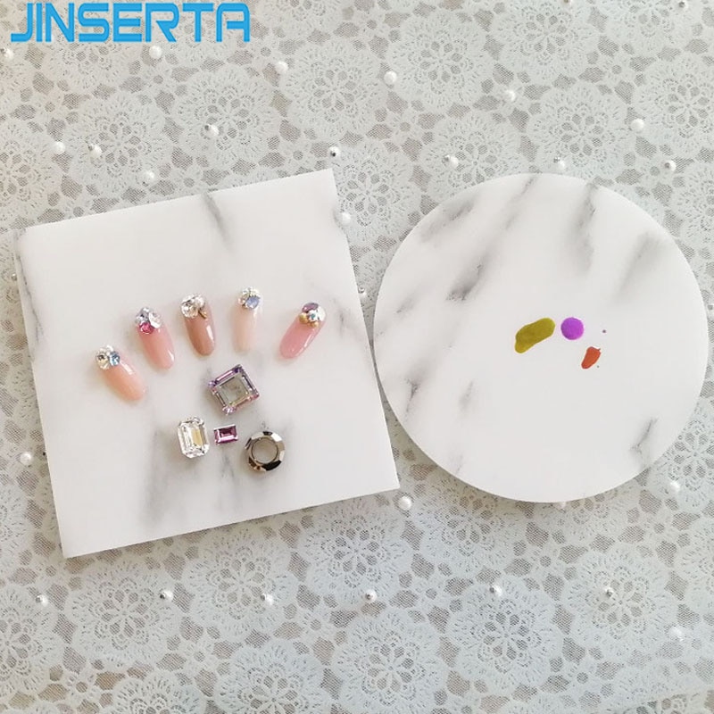JINSERTA Marmor aufbringen Lagerung Tablett Schmuck Anzeige Platte Acryl Ohrringe Kosmetische Veranstalter Manikübetreffend Palette Foto Requisiten