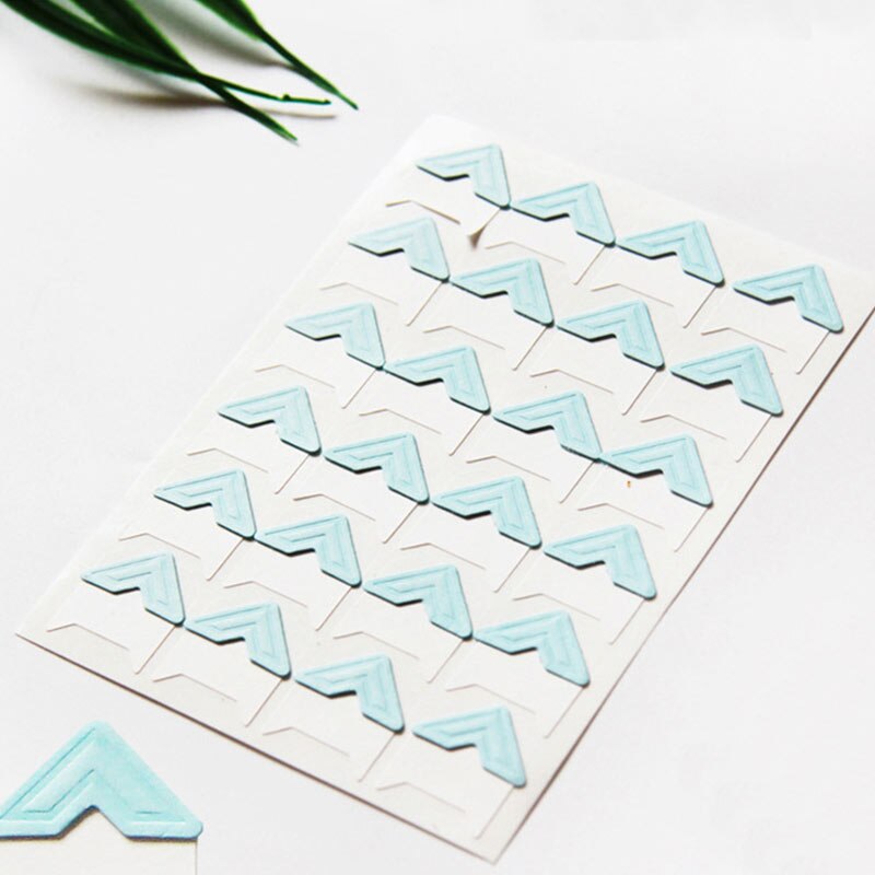 Cadre de décoration Vintage pour bricolage 24 pièces/lot | Autocollants papier populaires pour coin, Scrapbooking pour album Photo, offre spéciale: Bleu ciel