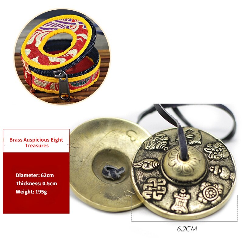Nepal Handmade Bell Bell Percussion Instrument Pure Copper Ding Xia Large Bell Bell Strike Double Chime: Brass 1 with bag