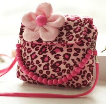 Kids Girls Princess Velvet Flower Messenger Crossbody Bag Lovely Party Handbag Wallet Cute Purse Shoulder Bags: Leopard