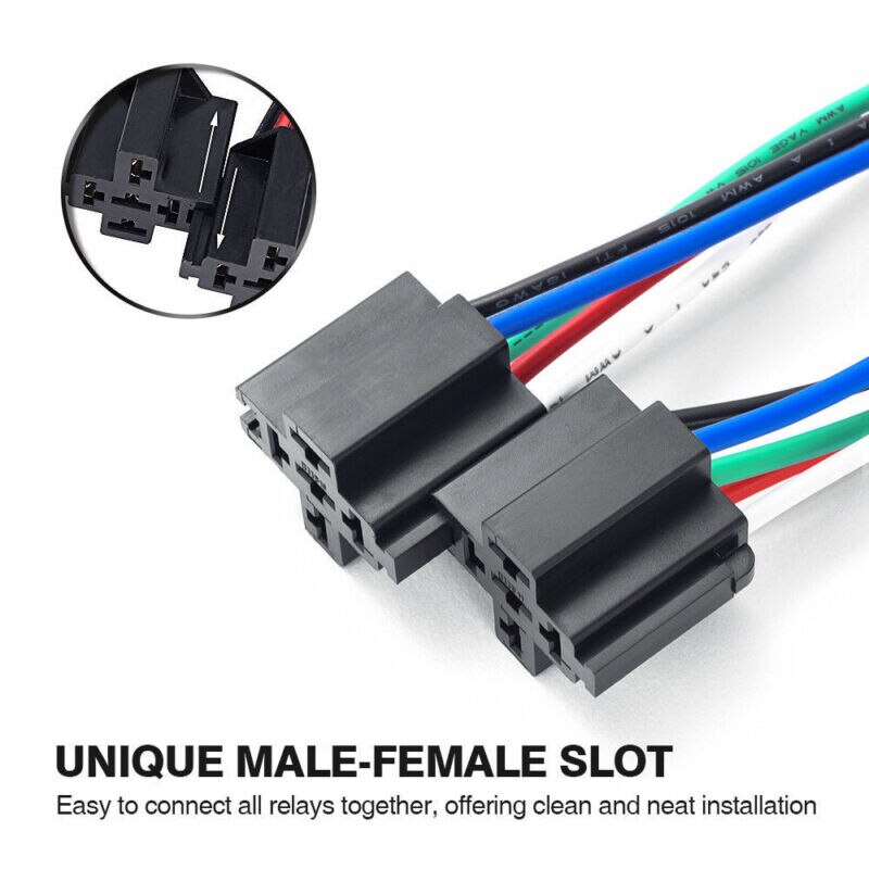 6PCS Car Auto Relay Switch Fuse Harness Lights 30AMP Fuse 14AWG Wire SPDT DC 12V 5 Pin Parts Set