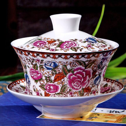 Houmaid drink blau und weiß keramik teetasse und untertasse set porzellan auf-glasierte tee tasse mit abdeckung von Jingdezhen china: Burgunder
